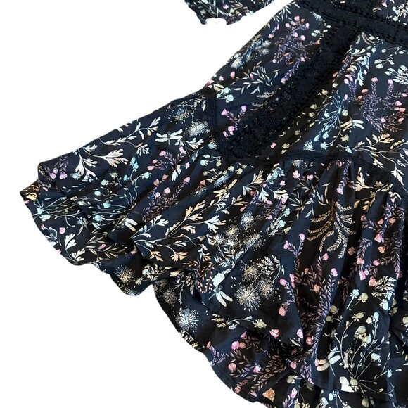Moulinette Soeurs Anthropologie Floral Print Dress Lace Trim Size 2 Women's - Picture 5 of 13